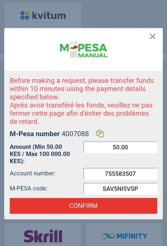 What is M-Pesa Code in MegaPari