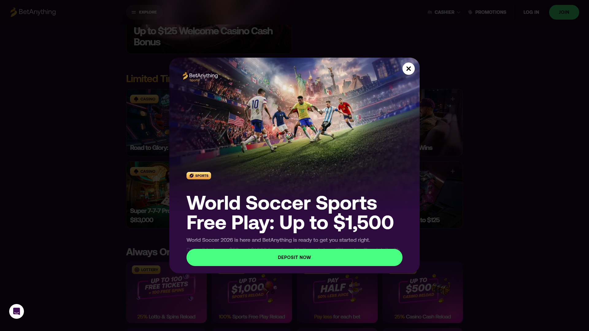 BetAnything World Cup Sportsbook Promotion